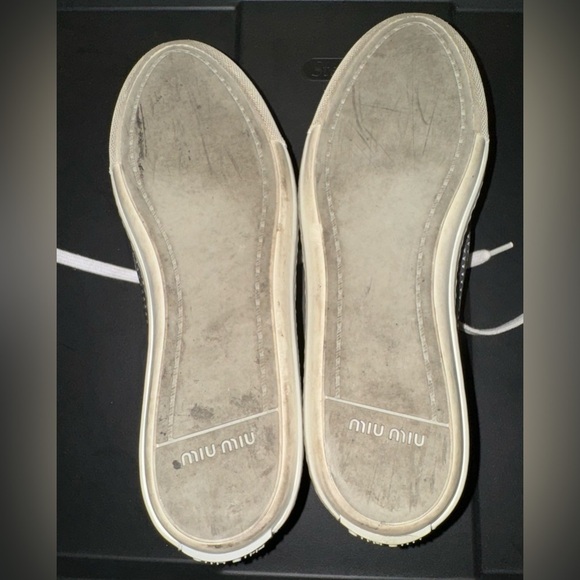 Miu Miu Swarovski crystal toe-cap sliver sneakers flats size 38.5 8.5 - Picture 3 of 8